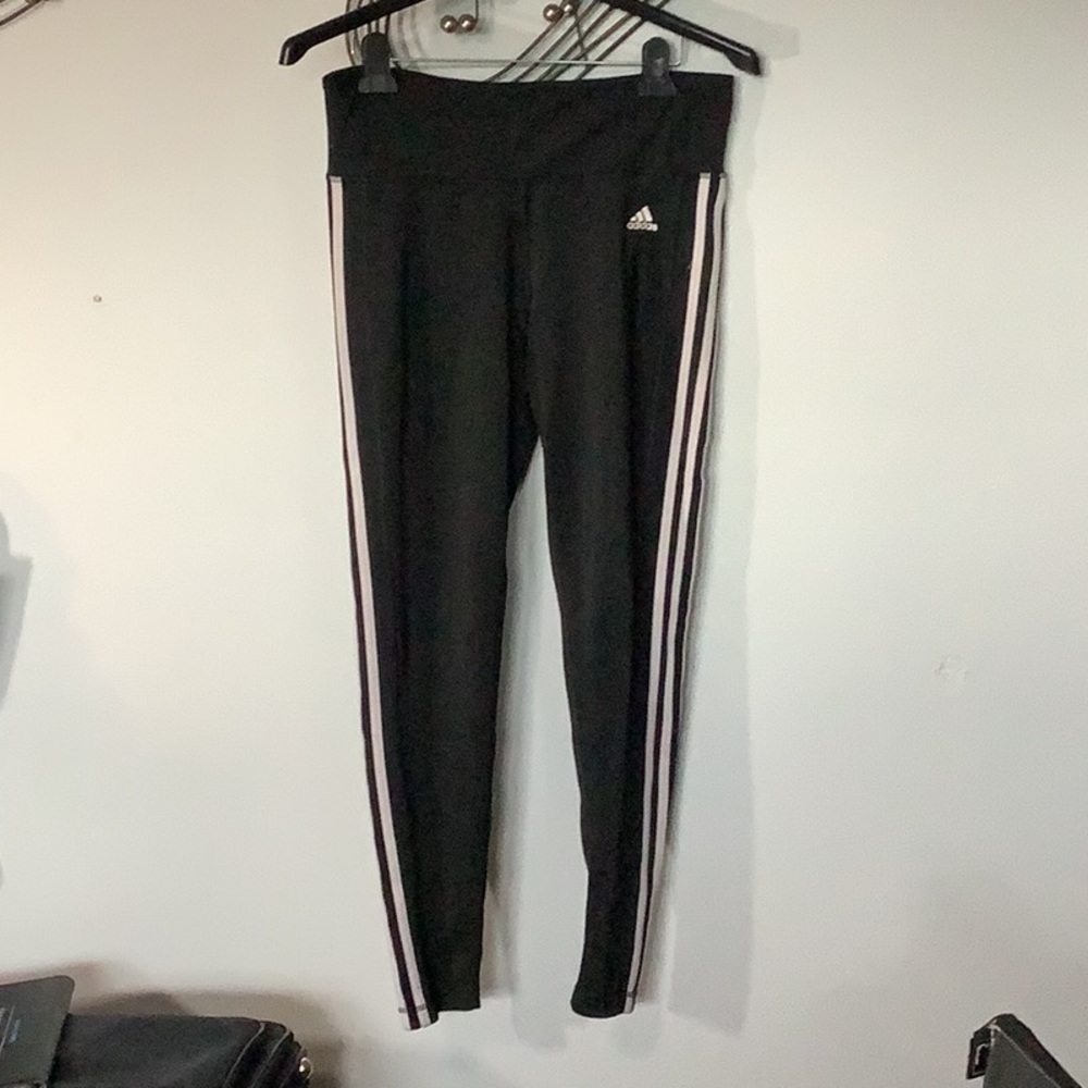 Black And White Striped Adidas Leggings, Size L
